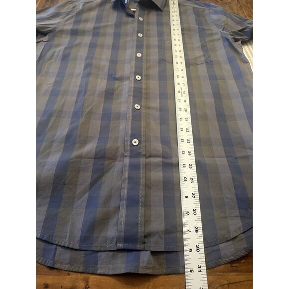 Cole Haan Shirt Men’s Medium Blue Gray Oxford Long Sleeve Button Up Grand OS - Picture 10 of 10